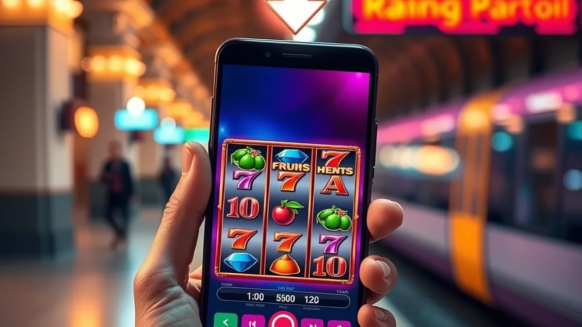 Smartphone Android affichant des rouleaux de slot pour l'app Bob Jackpot